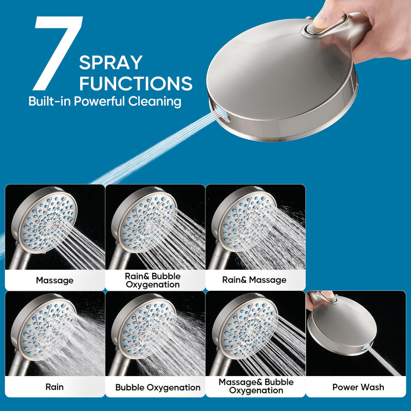 Cobbe Filtered Shower Head with Handheld, High Pressure 7-mode Showerhead with Filters for Hard Water - Remove Chlorine - Reduces Dry Itchy Skin, Patented Paddle Shift Design, Brushed Nickel Round (Built-in Power Wash) 3. Brushed Nickel