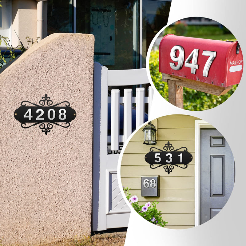 House Address Plaques Metal Address Sign Outside House Number Mailbox Number Sign for House Home Hotel Office Garden Decorative Wall Plaque(13.8 inch,Delicate Style) 13.8 inch Delicate Style