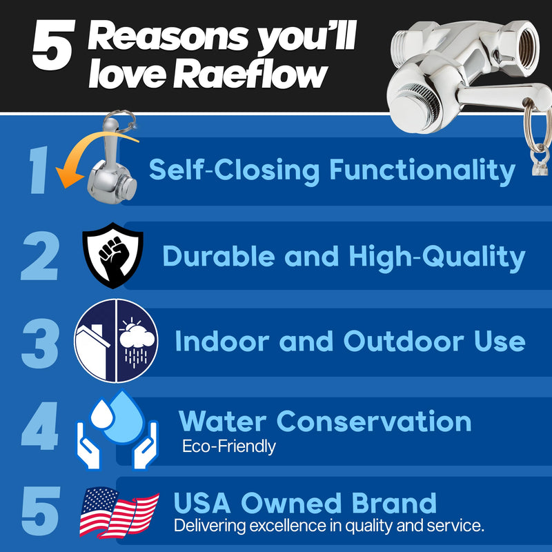 Self-Closing Shower Valve with Pull Chain, Chrome, Indoor or Outdoor Use