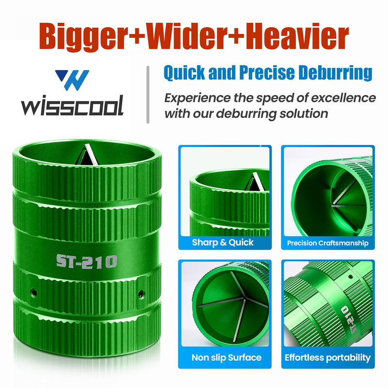 WISSCOOL 1/4" to 2-1/4" Deburring Tool PlumbingTools Pipe Reamer Copper Pipe Cleaner Removing Burr Tools for Inner Outer Copper PVC Metal Aluminium(Green-Max) Green-Max 1/4" to 2-1/4"