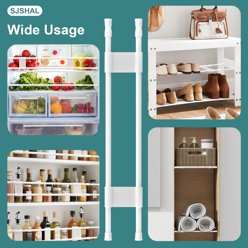 4 Sets Double RV Refrigerator Bars,RV Tension Rods with Adjustable Length 19.5-36.7'', Non-Slip RV Refrigerator Bars for Camper Refrigerator,Kitchen,Closet, Bookshelf,Cupboard-White 19.5-36.7 Inch