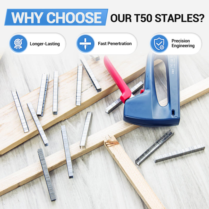 meite T50 Stainless Steel Staples, 3/8 Inch Heavy Duty 304 Stainless Steel Staples for Staple Gun - 1512 Counts, T50 Staple Gun Staples, 20 Gauge 3/8 Inch Crown Upholstery Staples 1