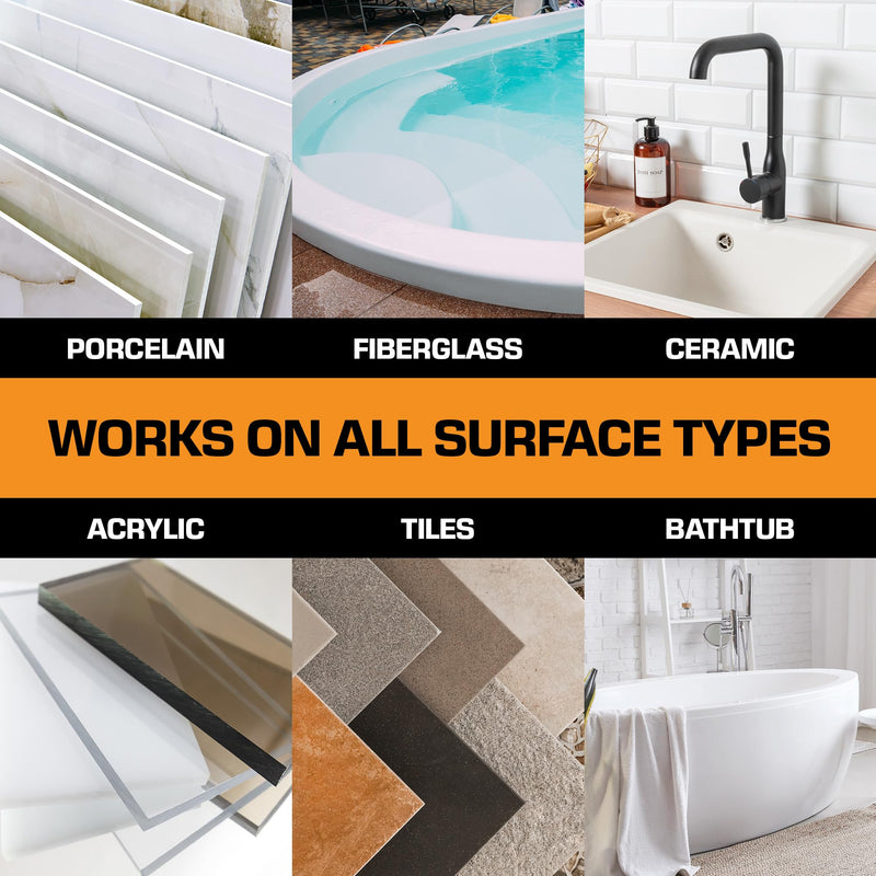White Porcelain Repair Kit, Fiberglass Tub Repair for Sink, Shower, Countertop, and Tile - Acrylic Tub and Cracked Porcelain Sink Repair White
