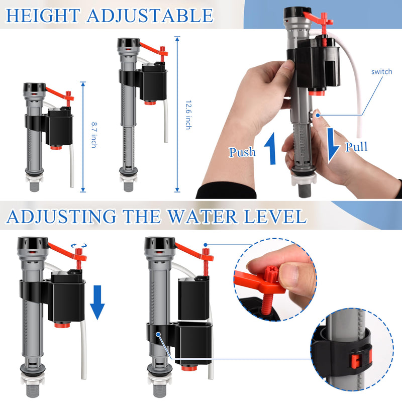 Fayoo Universal Toilet Tank Replacement Repair Kit Include Toilet Fill Valve, 2 Inch Rubber Toilet Flapper, Front Mount Toilet Flush Brass Handle, 1 Pair of Work Gloves, 2 Adapter Pipe Fittings