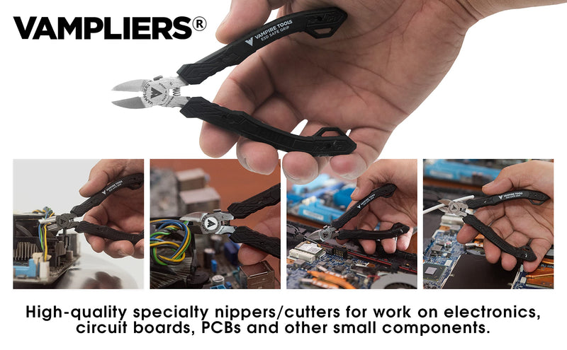 VAMPLIERS 4.75" Precision Flush Cutters. Made in Japan. Professional Grade Side Cutting Pliers Mini Nippers. For Circuit Board Work, Clean Wire Cutting, Electronic Repairs.