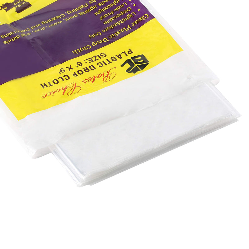 Bates- Plastic Drop Cloth, 2 Pack, 6x9 Feet, Plastic Cover, Clear Plastic Tarp, Plastic Tarp for Painting, Plastic Sheeting for Painting, Plastic Drop Cloths for Painting, Paint Plastic Drop Cloth 2 Pack 6 x 9 Feet