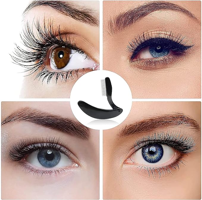 ARYRA Mascara Comb, Stainless Steel, Makeup Type, Folding Type, Foldable, Portable, Compact, Thin Eyelashes, Separate, Stainless Steel, Black - NewNest Australia