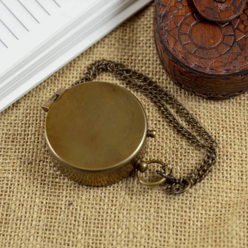 Brass Pocket Magnetic 2" Compass with Chain Nautical Sailor Gift Idea Boat Decor Antique Steampunk Style Engraved Gifts Directional Pirate Hiking Travel Camping Compass