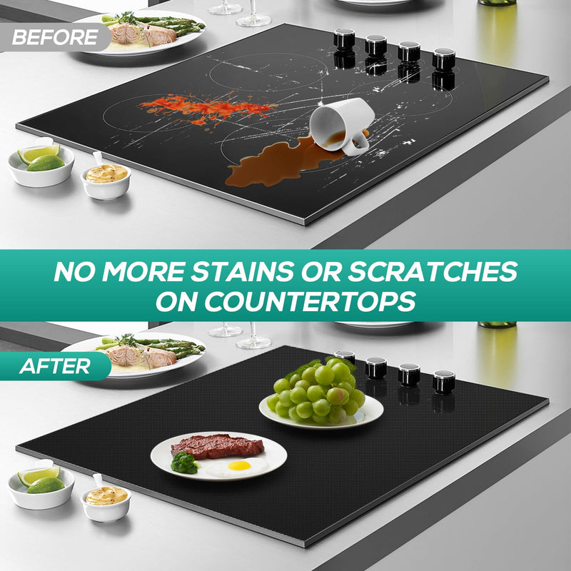 Heat-Resistant Silicone Induction CooktopMat, Fireproof Stove Top Cover for Electric Stove, 30.7 x20.4 inch Translucent Cooktop Protector, CuttableInduction Cooktop Mat