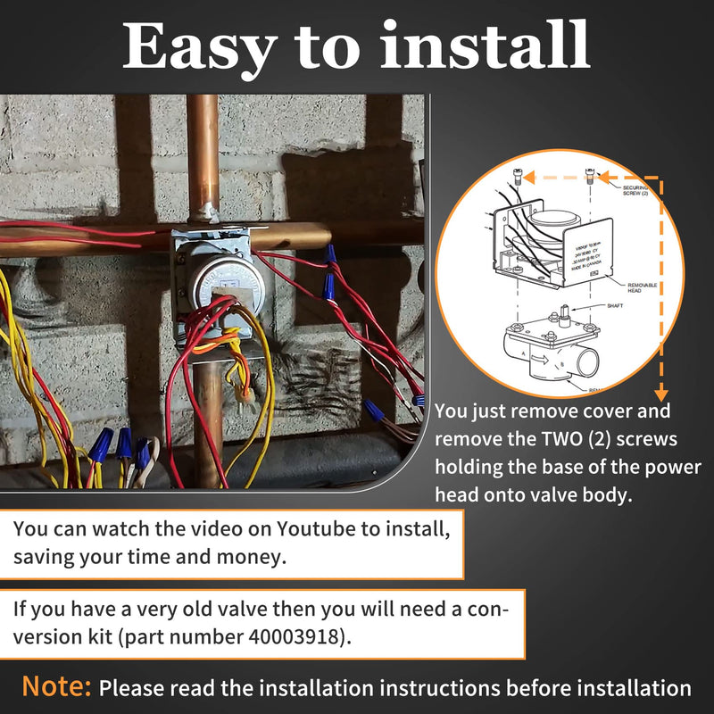 for v8043e1012 Zone Valve Honeywell, 40003916-026 Power Replacement Head, 40004850 001(Lid Model) 2-Way 4-Wire, Normally Closed 24Vac 50/60Hz 18" Leads with End Switch for Honeywell Zone Valve Motor V8043E1012 Replacement Head