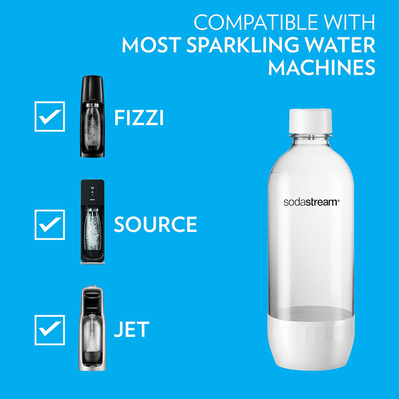 sodastream Classic Dishwasher Safe 1L Carbonating Bottle, Pack Of 2 (White)