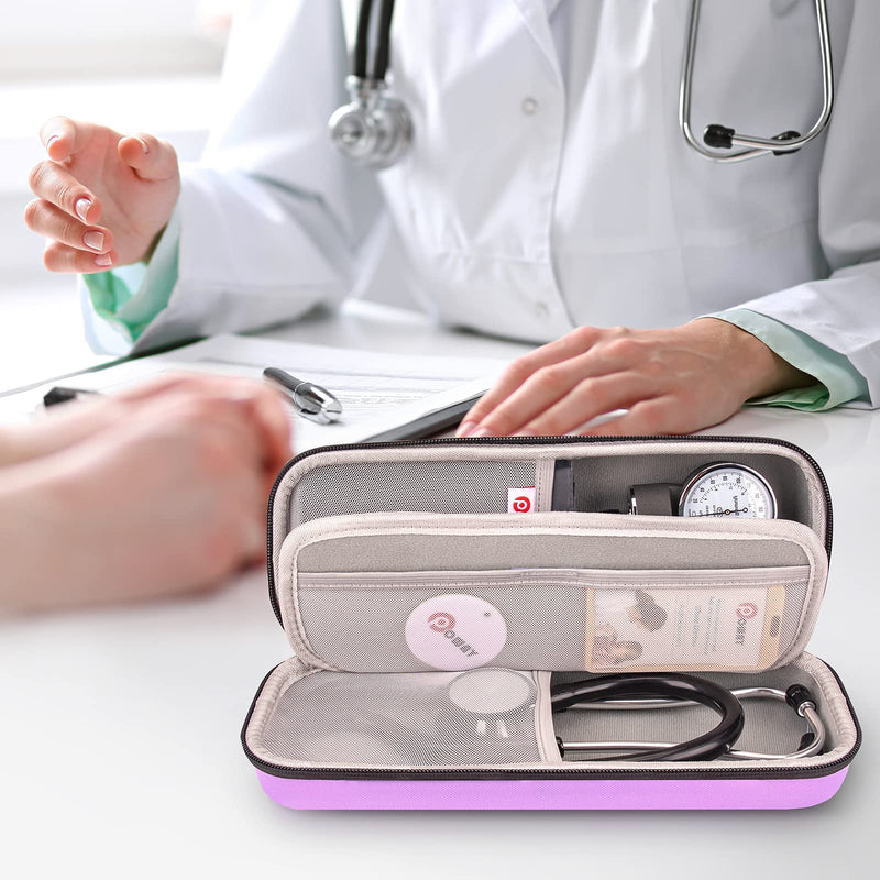Stethoscope Carrying Case, Hard Stethoscope Case Compatible for 3M Littmann Classic III, Cardiology IV Diagnostic, MDF Acoustica Stethoscopes and Other Nurse Accessories (Purple) Polyester_Purple