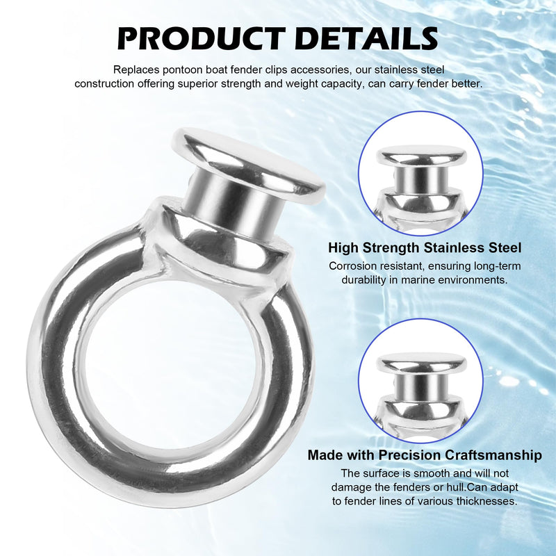 4 PCS Boat Fender Bumper Hanging Holder Locks Stainless Steel Boat Fender Eye Quick Release Bumper Clips Fit for 0.38-0.42 Inch