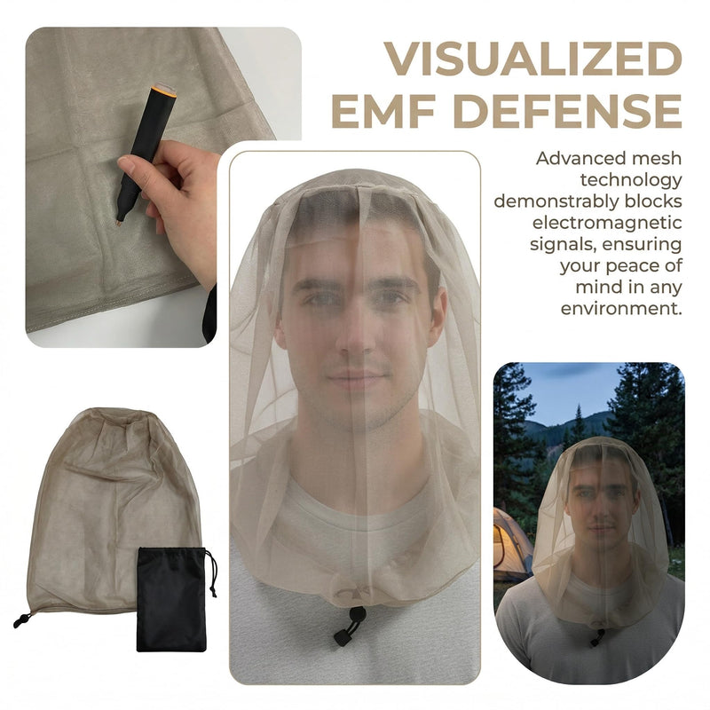 Amerthing Pure Silver Fiber Faraday Face Mask,Sheilding EMF RF Radiation Protection Blocking 5G Bluetooth Portable Faraday Hat