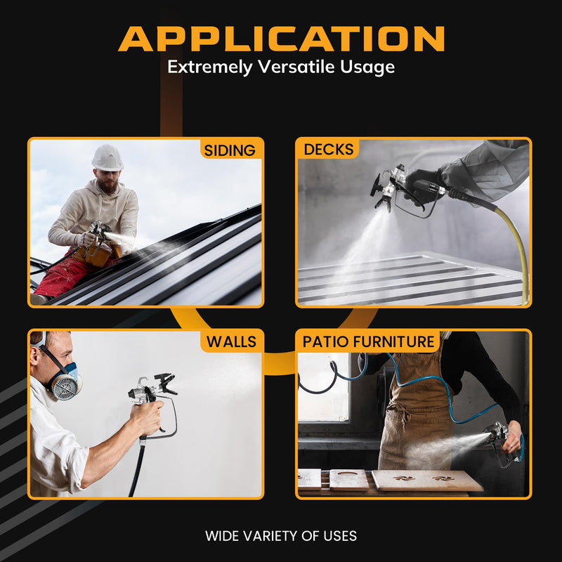 Airless Paint Sprayer Gun Premium Model 821, High Pressure 3600 PSI with 517 Reversible Nozzle Tip, Swivel Joint, Rubber Handle, Ergonomic Trigger, Safety Latch, and Leak Proof Design