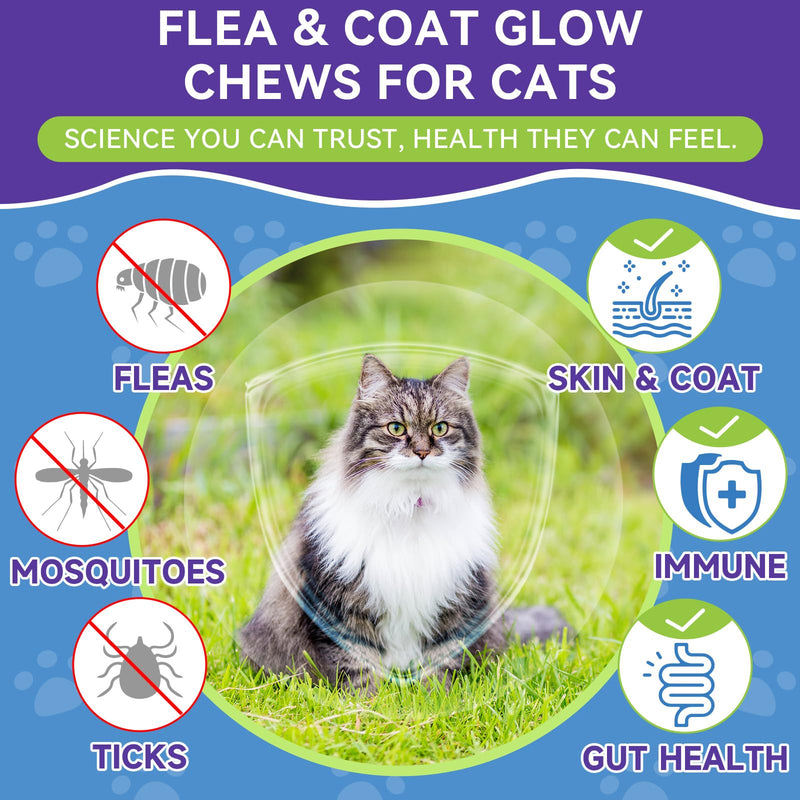 Flea and Tick Prevention for Cats - 500 Crunchy & Creamy Chews, Cat Flea Treatment with Skin & Coat Support, Oral Natural Flea Chewables for Gut & Immunity Support for All Breeds & Ages Chicken Flavor
