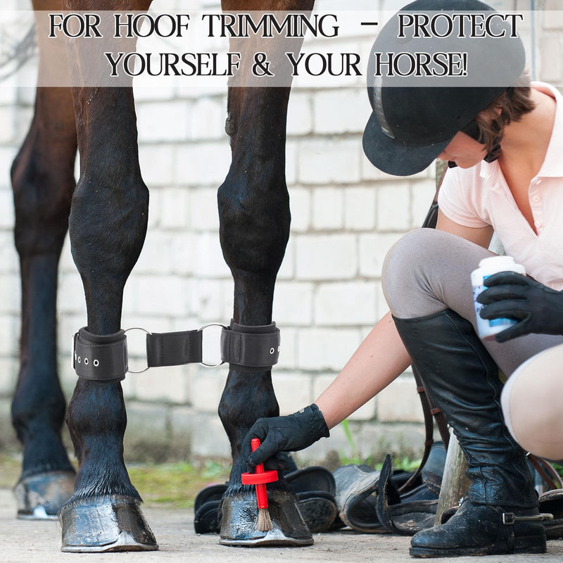 Horse Hobbles, 2-Leg Adjustable Soft Leather Horse Tack for Training, Grazing, Travel - Lightweight, Control Running, Comfortable Restraint Equipment (Black) 1 Black