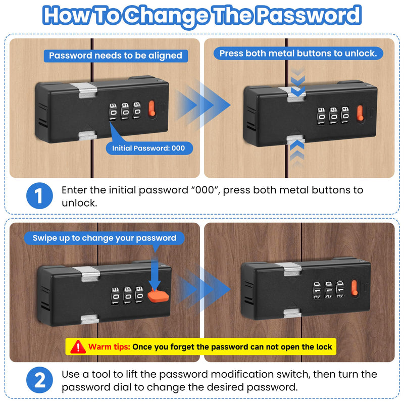 Premium Keyless Cabinet Lock with Combination Code - 3-Digit Password Hasp Latch Lock for Drawers, Bifold Closet Door and Double Sided Door (Black) 1 Pack Black