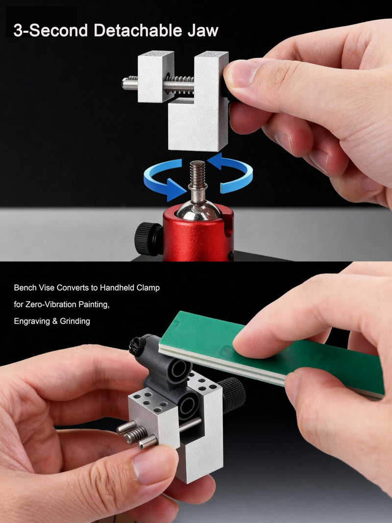 Mini Bench Vise | Small Vise – Precision Mold-Steel Hobby/Jewelers Hobby Vise, 360° Spherical Base, 6 Clamp Rods, 2.28in Opening Width, Handheld/DIY Tool for Models, Jewelry & Crafts