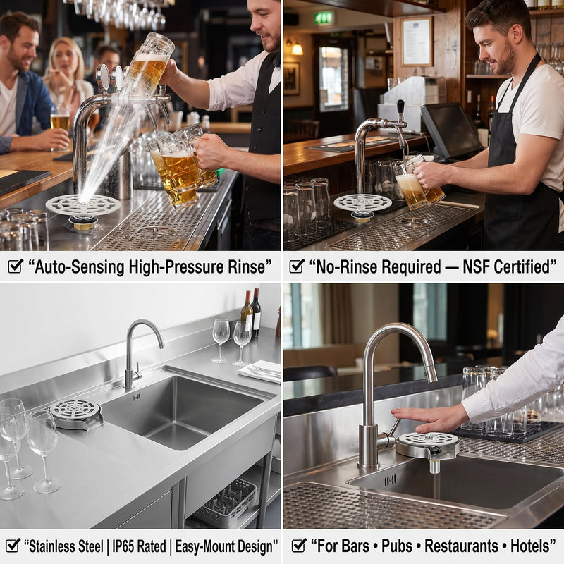 Stainless Steel Automatic Bottle Washer & Faucet Cup Cleaner - 360 Rotating G1/2 Sink Attachment for Home & Cafe