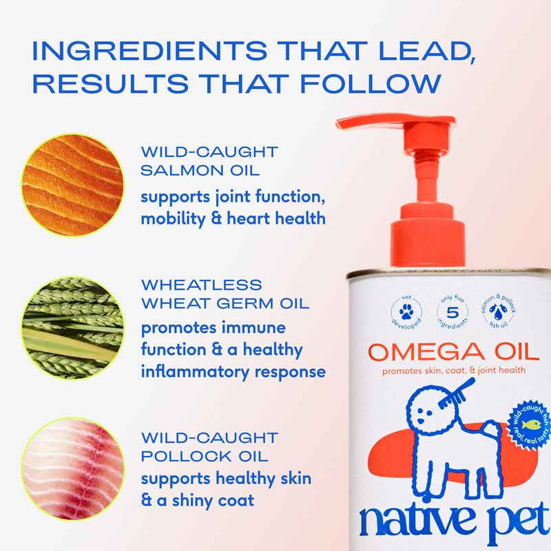 Native Pet Complete Wellness Trio: 60 Scoops GutWell Clean Breath - Dog Breath Freshener, 30 Scoops 11-in-1 Vitamins & Supplements & 8 Oz Omega 3 Fish Oil for Dogs & Cats