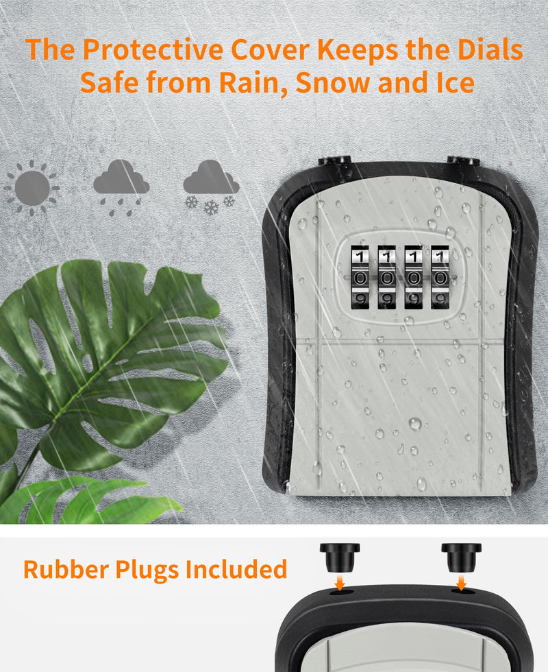 Portable Key Lock Box,Key Holder Safe Security Lock Box for Indoor, Outdoor, Garage, Garden, Store (1, Grey) 1