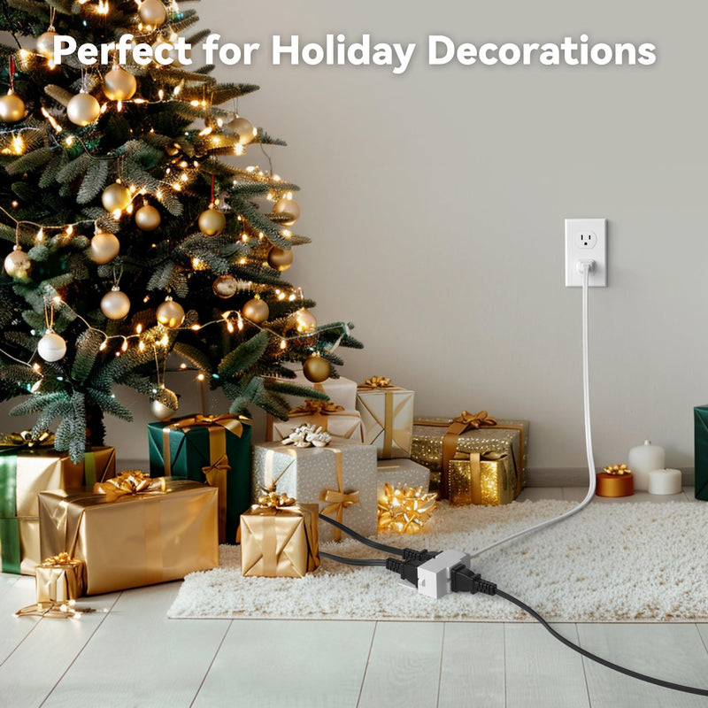 BN-LINK 6 ft 3 Outlet Indoor Extension Cord 16/2 SPT-2, 2 Pack White, 2 Prong Polarized Plug, Household Power Cord for Home, Office, and Holiday Decorations 6Ft - 2Pack