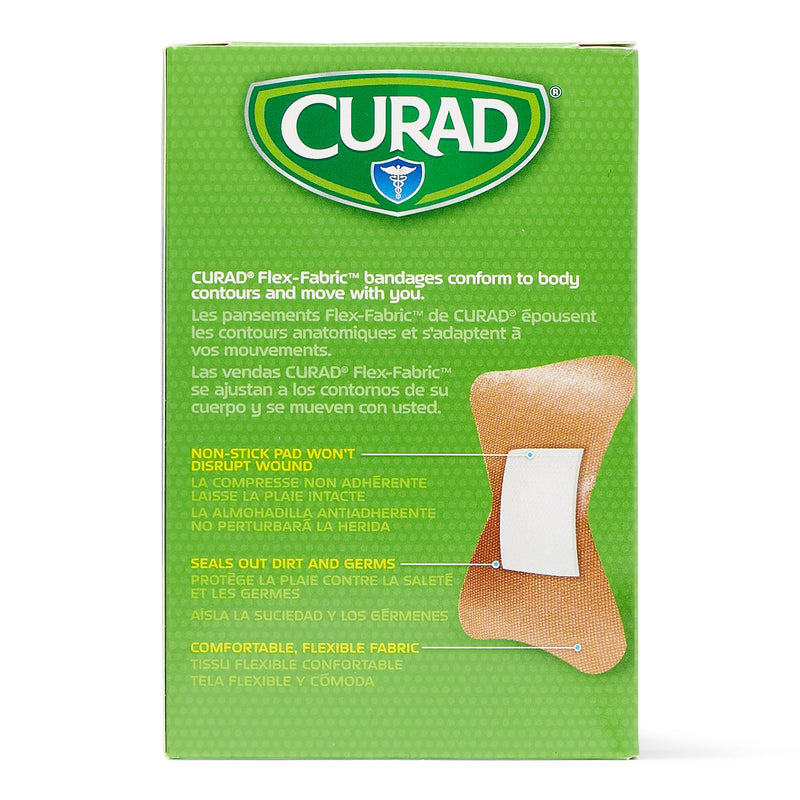 CURAD Flex-Fabric Adhesive Fingertip Bandages, Skin-Friendly Adhesive, 2 x 1.75 Inches, Breathable Fabric, 100 Bandages Per Box - NewNest Australia