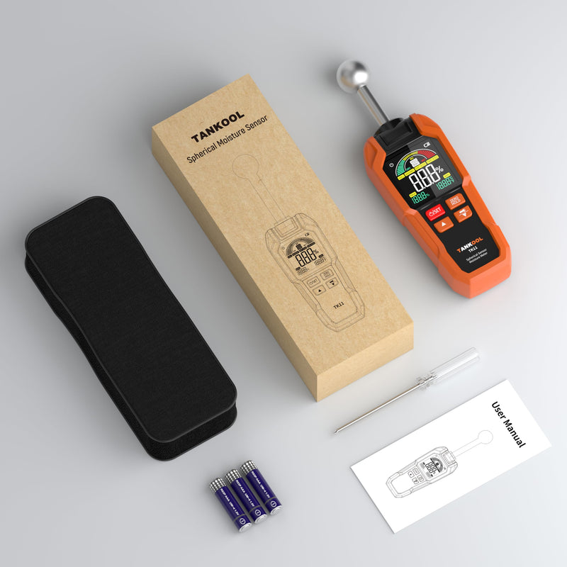Pinless Moisture Meter with Ball Probe for Non-Destructive Area Scans for Walls & Drywall | Digital Moisture Detector,Measuring Depth 5-40mm Digital Moisture Meter Built-in Flashlight