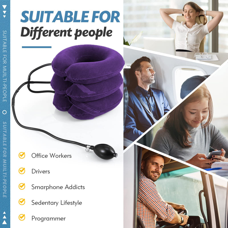 Neck Stretcher, Neck Traction Device, Cervical Traction Device, Neck Pain Relief, Adjustable Inflatable Neck Brace & Neck Stretcher Cervical Traction, Neck Decompression Home Use (Purple) Purple