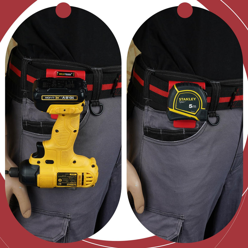 MELOTOUGH Drill Belt Clip,Drill Holder for Tool Belt,Drill Holster,Measuring Tape Holder,Drill Belt Holder for Cordless Drill,Impact Driver,Tape Measure Red