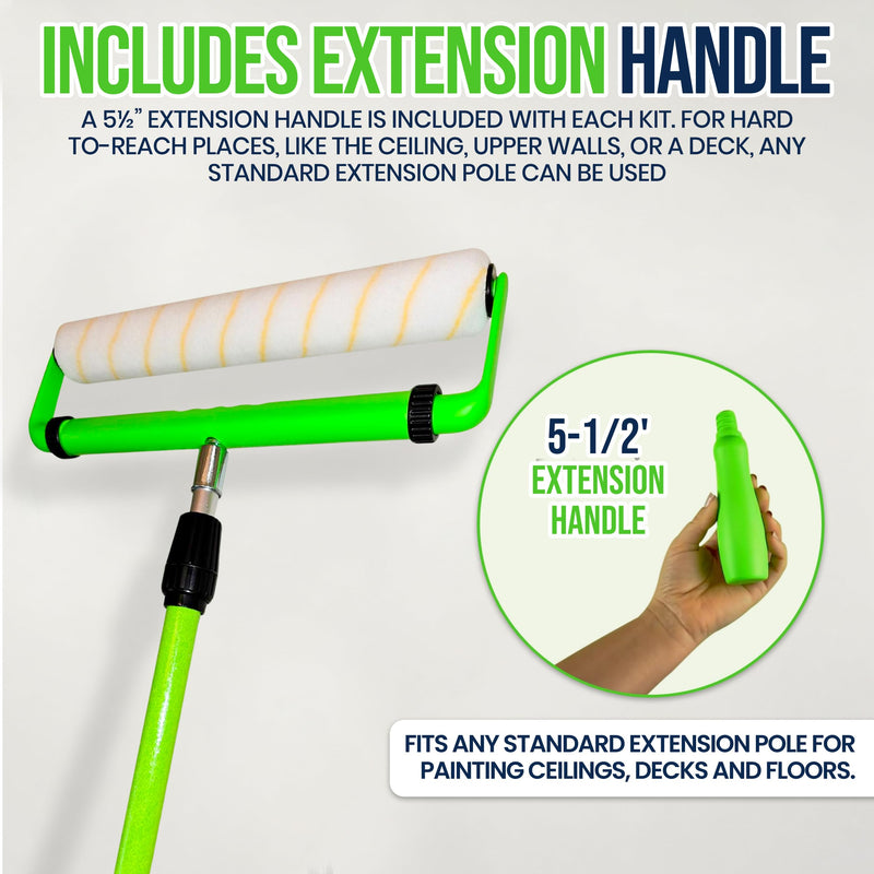 Ergonomic Paint Roller - 18 inch Paint Roller Frame Kit with Extension Handle - Comfortable Grip to Minimize Hand Stress & Fatigue, Get Projects Done in 1/2 The Time