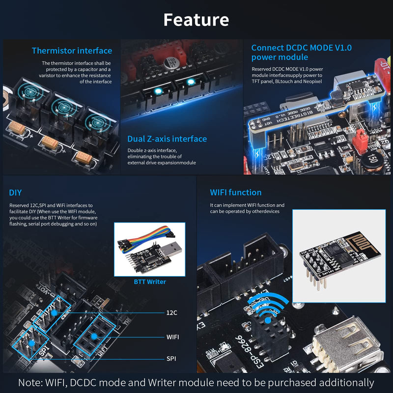 BIGTREETECH SKR V1.4 Turbo 32Bit Control Board 120MHZ Support 5 Axis TMC2209 Stepper Motor Driver Klipper/Marlin Compatible with HDMI5/TFT35/TFT70 Touch Screen BTT Pi for Ender 3/CR10/Voron DIY Board BTT SKR V1.4 Turbo