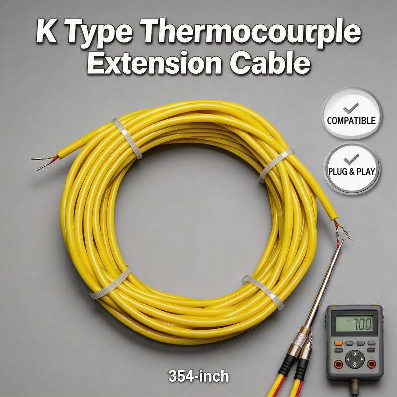 K Type Thermocouple Wire 10-Yard Yellow Flexible Silicone Thermocouple Wire | Temperature Range: -50°F to 2000°F