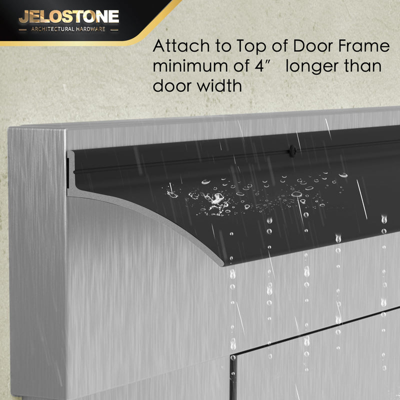 52" L x 2.5" W Commercial Grade Door Rain Drip Guard (Black)- UL Rated Over Door and Window Drip Cap Rain Deflector - Drip Edge Roof Rain Diverter Guards House - JS-346RD, Black Anodized