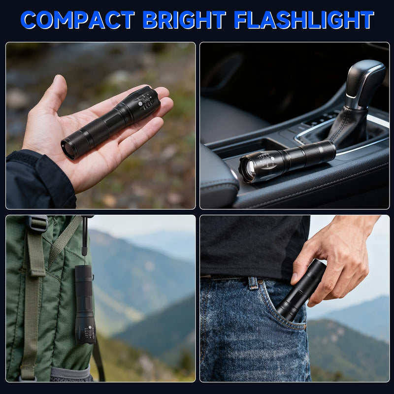 8 Pack Small Flashlight Powerful, 5 Modes Bright LED Flashlights High Lumens, Mini Flashlights for Home, Flash light for Emergency, Adjustable Pocket Tactical Flashlight Camping, Outdoor Torch Lights 8Pack