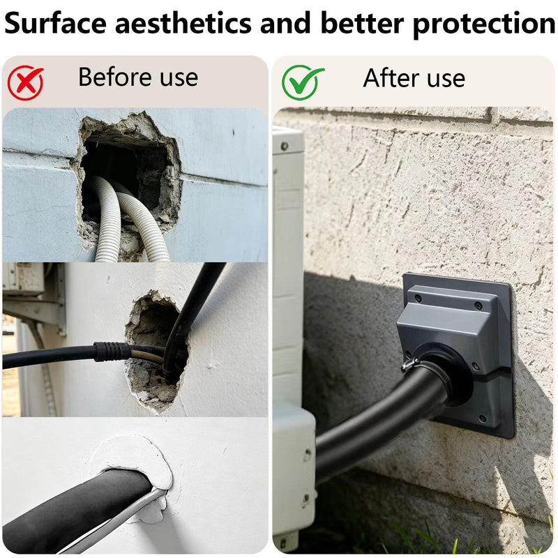 HVAC Wall Penetration & Line-Set Cover Kit for AC Line,Grey Gray