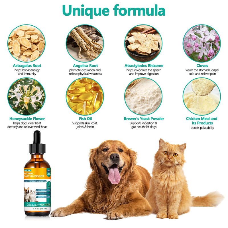 [2-Pack] Natural Yeast Drops for Cats & Dogs - Ear Care Support for Pets Relieves Ear Itching - Reduces Inflammatory Irritation - Soothes Skin Allergies & Itchiness Herbal Drops Supplement