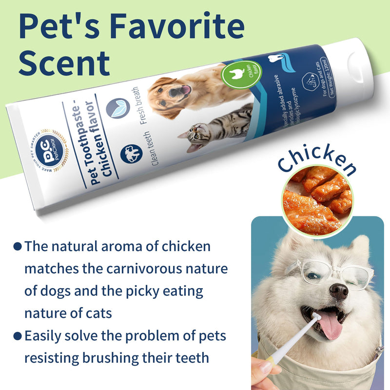 Dog Toothpaste, 4.23 Oz, Chicken Flavor, Fluoride Free, Effectively Prevents and Reduces Plaque and Tartar Buildup, Freshens Breath, Contains Lactobacillus, Suitable for Cats and Dogs
