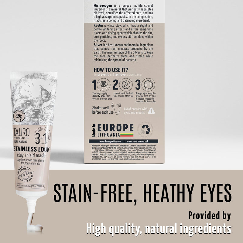 Pure Nature Stainless Look Clay Shield Mask Tear Stain Remover and Eye Cleaner, Grooming Product Ideal for All Dogs and Cats Eyes, Ears, Mouth Area Suitible for Home or Professional Use - PawsPlanet Australia