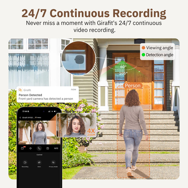 3MP 2K Window Camera,2.4GHz & 5GHz WiFi Indoor Cameras for Home Security with ChroMax Al Color Night Vision,Person & Motion Detection,24/7 Recording,Easy & Quick Install 1 Pack