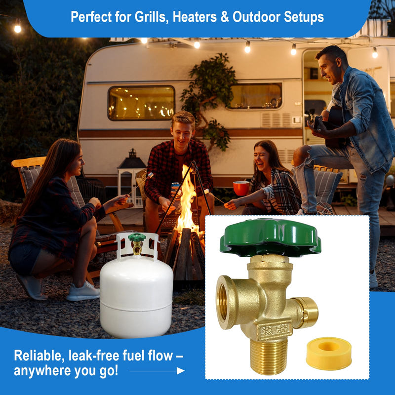 Propane Tank Adapter, 100LB Propane Vapor Tank Service Valve Coupler, Tank Service Valve (POL Connection, 3/4 Male NPT, Heavy Handle) - Fits for Grills, Heaters, RVs, Fryers & Outdoor Propane Setups.