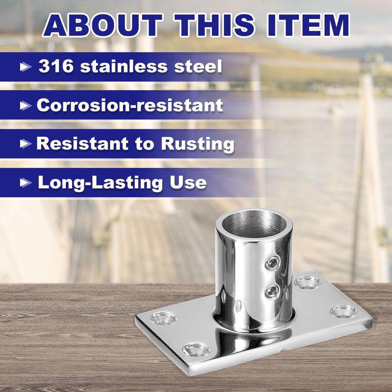 uxcell Boat Hand Rail Fitting 90 Degrees, 2Pcs Marine 316 Stainless Steel Rectangular Base, Silver