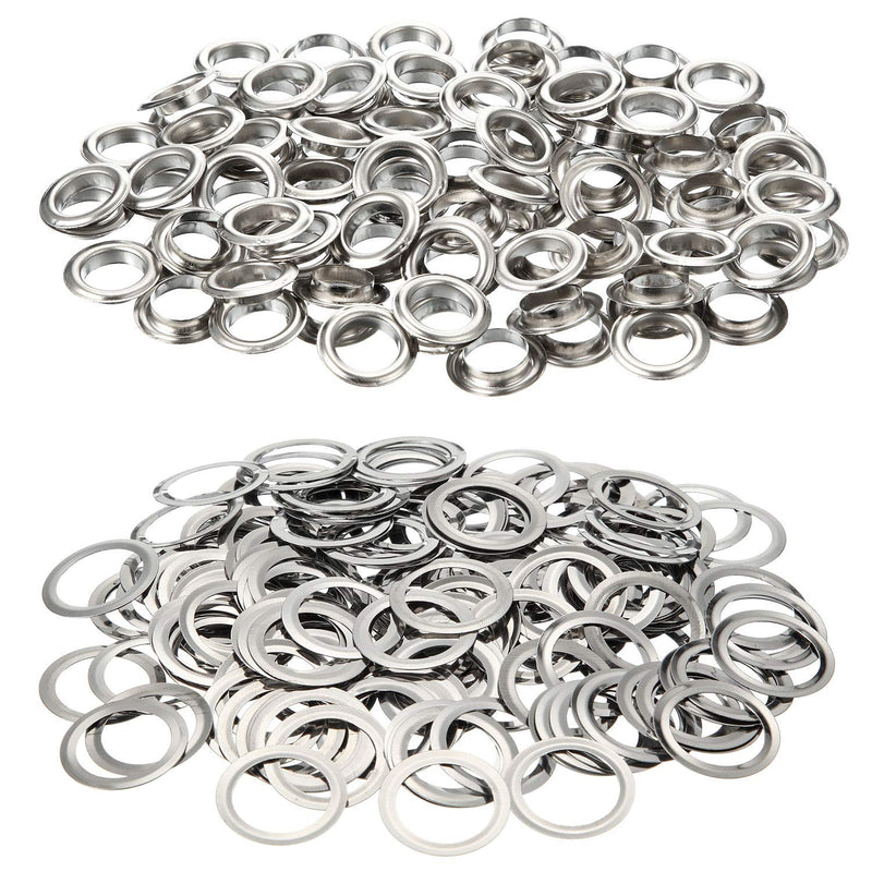 WILLBOND 500 Pieces Grommet and 500 Pieces Washer Grommet Kit Finish Grommet Eyelet for Clothes Fabric Leather Tag Bag (Silver, 1/2 Inch) Silver