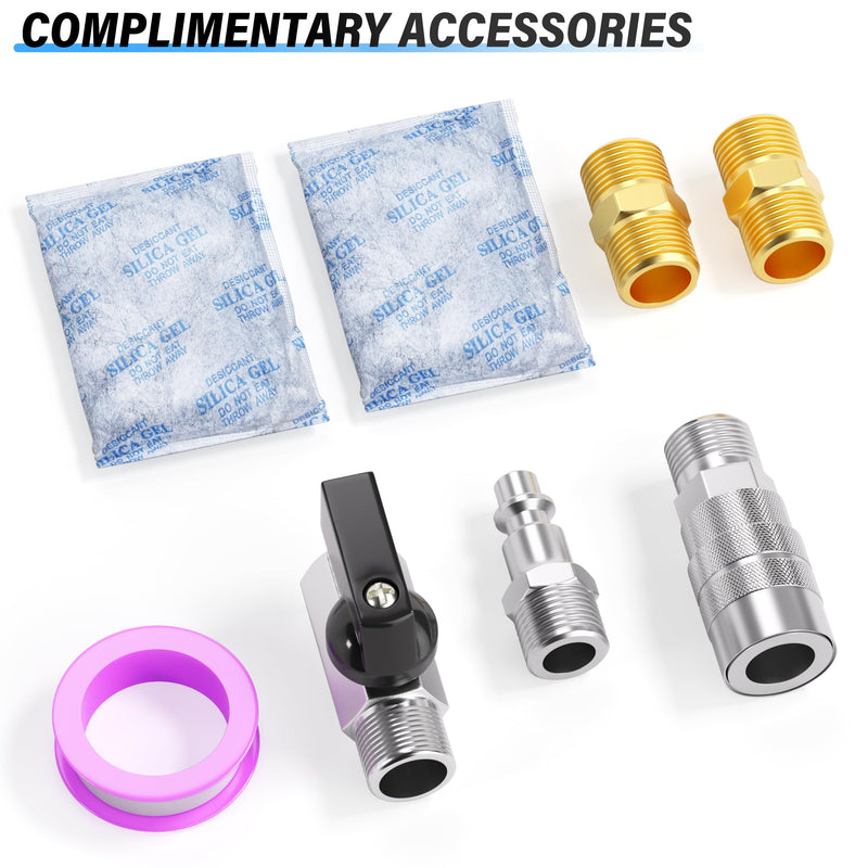 TAILONZ PNEUMATIC 0-150PSI 1/2 Inch NPT Aluminum Alloy Carbon Desiccant Air Dryer, Compressor Air Dryer, Water Vapor Separator, Polyethylene Bowl 1/2 Inch NPT/Carbon Desiccant