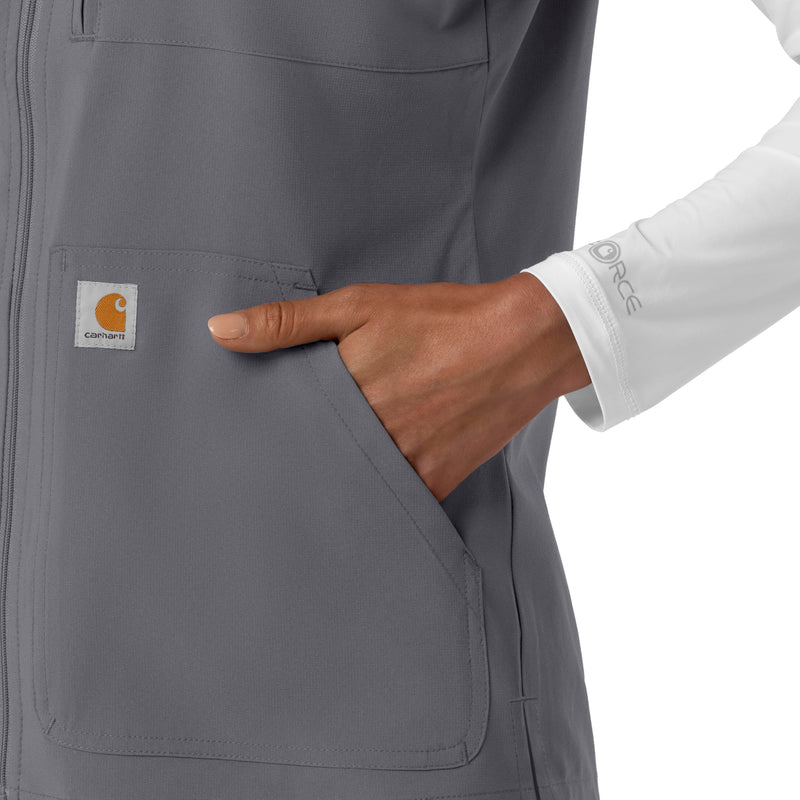 Carhartt Scrubs for Women Force Cross-Flex Lightweight Vest X-Small Pewter