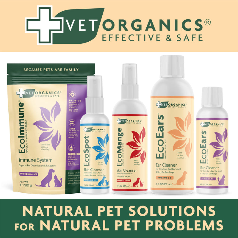 Vet Organics EcoEars Dog Ear Cleaner. Natural Multi-Action Formula. for Itch, Head Shaking, Discharge & Smell. Naturally Cleanses Away Common Problems. 100% Guaranteed 8 oz - PawsPlanet Australia