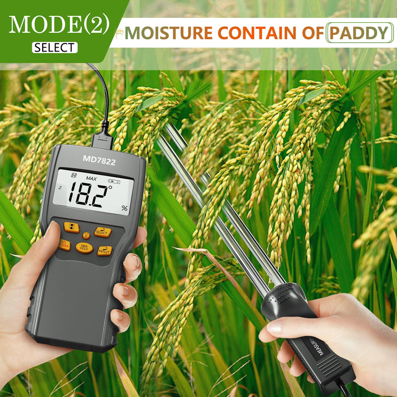 Grain Moisture Meter Precise & Fast Measurements Grain Moisture Tester with Probe, Moisture Meter Probe for Mazie, Wheat, Corn, Paddy and Rice