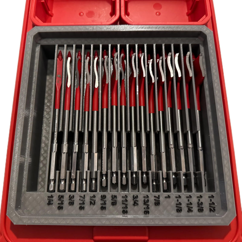GarageInOrder 3d Printed Insert for Milwaukee Packout and Diablo SPEEDemon Spade Bits (Industrial Gray) Industrial Gray