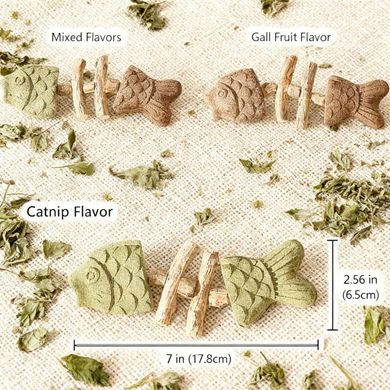 Creative Fish Bone cat Toy, cat Teeth Cleaning, cat Mint Chewing Stick Toy, Scratch Resistance, Three Flavors (Three Pieces)